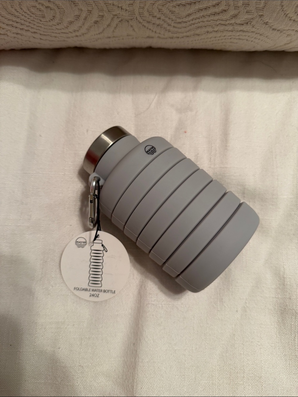 Free People X Mayim Foldable Silicone Water Bottle in Light Gray